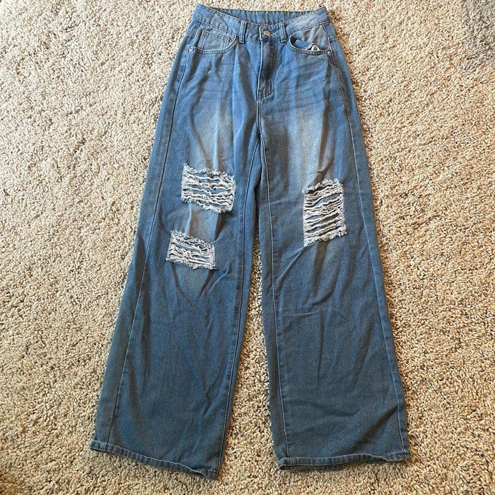 Wide Leg Ripped Jeans